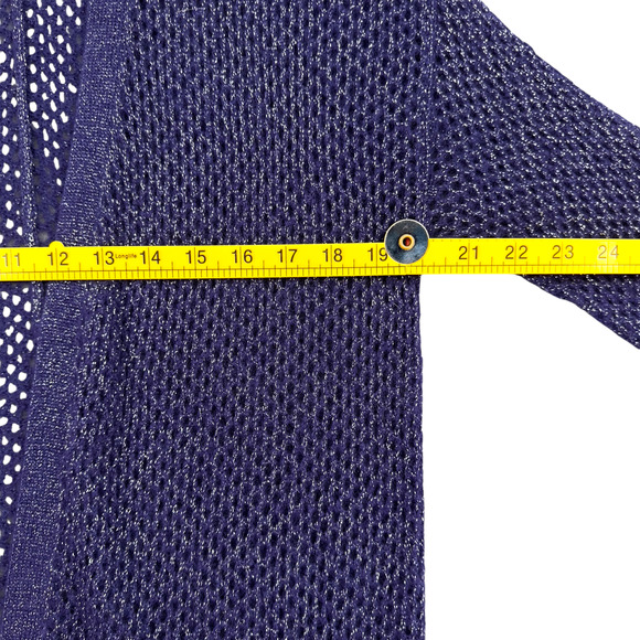 Chicos Purple Metallic Knit Lightweight Open Front Cardigan Womens Size 0/XS - Picture 6 of 7